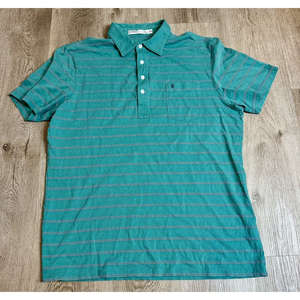 Criquet Shirt Mens XL Stripe Short Sleeve Cotton‎ Polo Pocket